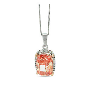 6 3/4 ct. tw. Fancy Pink Halo Pendant in 14k White and Pink Gold