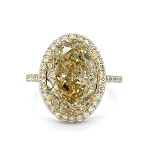 9 ct. tw. Oval Fancy Yellow Halo Engagement Ring in 14K Yellow Gold