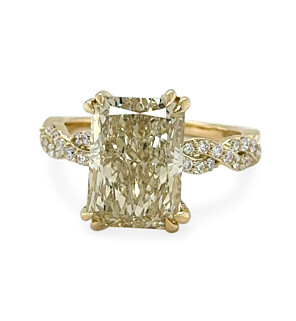 Radiant Fancy Yellow Double Twist Engagement Ring in 14K Yellow Gold