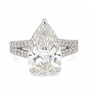 6 ct.tw. Pear Split Shank Engagement Ring in 14K White Gold