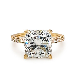 6 ct. tw. Cushion Side Stone Engagement Ring 14K Yellow Gold