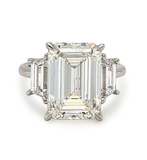10 ct. tw. Emerald Hidden Halo Engagement Ring 14K White Gold