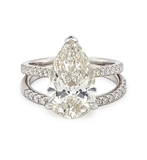 4 1/2 ct. tw. Pear Side Stone Bridal Set 14K White Ring