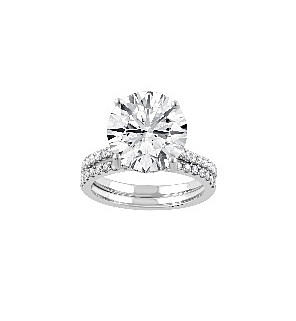 5 1/2 ct. tw. Round Side Stone Bridal Set in 14k White Gold