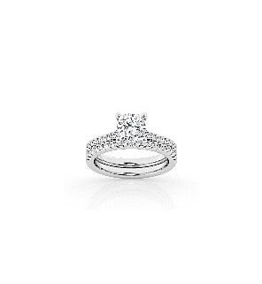 5 1/2 ct. tw. Cushion Side Stone Bridal Set 14K White Ring