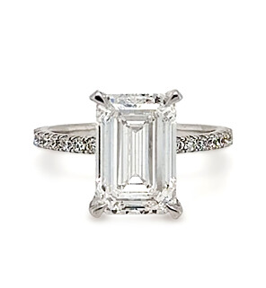 5 3/5 ct. tw. Emerald Side Stone Engagement Ring 14K White Gold