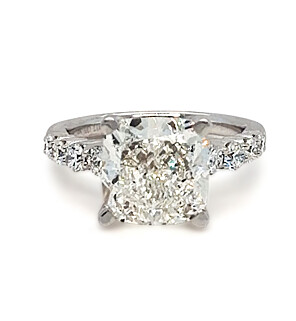 5 1/2 ct. tw. Cushion Side Stone Engagement Ring 14K White Gold
