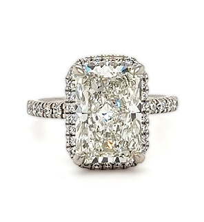 5 1/4 ct. tw. Radiant Halo Side Stone Engagement Ring Platinum
