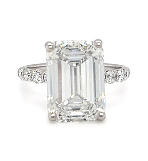 8 1/2 ct. tw. Emerald Side Stone Engagement Ring 14K White Gold