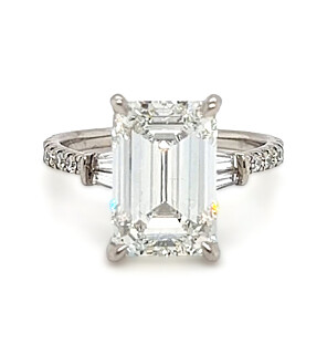 6 3/5 ct. tw. Emerald Side Stone Engagement Ring Platinum