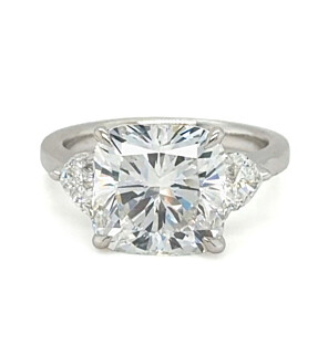 5 2/3 ct. tw. Cushion Three Stone Engagement Ring 18K White Gold
