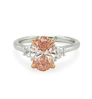 2 3/5 ct. tw. Oval fancy Pink Hidden Halo Ring in 14K White and Rose Gold