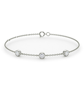 Three Stone Round Bezel Station Bracelet