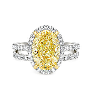6 ct. tw. Oval Fancy Yellow Bridal Set in 14K White and Yellow Gold