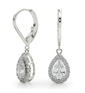 1 ct. tw. Pear Halo Leverback Earrings