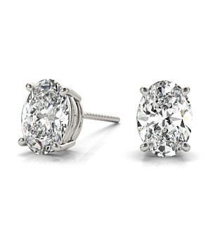 Oval Shape Diamond Stud Earrings