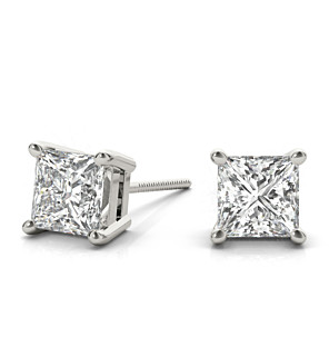 Princess cut diamond stud earrings