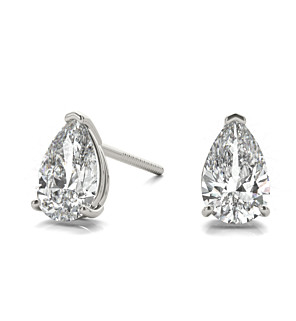 14kt White Gold Pear Shape Stud Earring