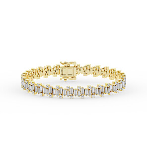 6 1/2 ct. tw. Baguette and Round Lab Grown Diamond Tennis Bracelet in 14k Yellow Gold