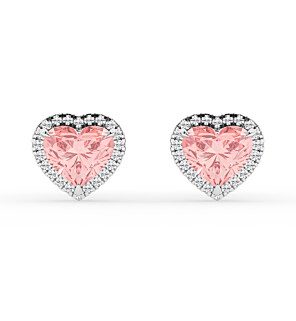 3 1/5 ctw Herat Fancy Pink Lab Grown Diamond Shadow Halo Stud Earrings - 14KT White Gold