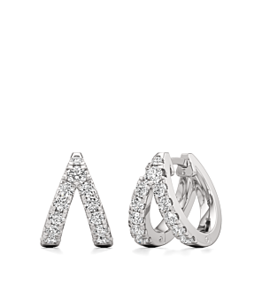 Round Diamond Double Hoop Earrings