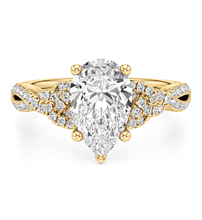 14k yellow gold Ravina Ring with a pear center diamond