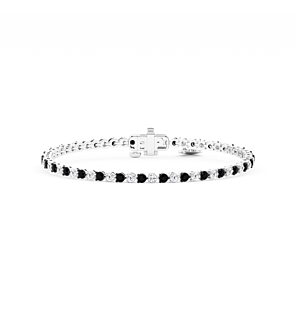 LGDUDBR03990DW4BK Alternating Black & White Lab Grown Diamond 3 ct. tw. Three-Prong Tennis Bracelet in Sterling Silver