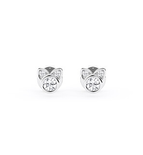 Choupette Cat Lab Grown Diamond Stud Earrings in Sterling Silver