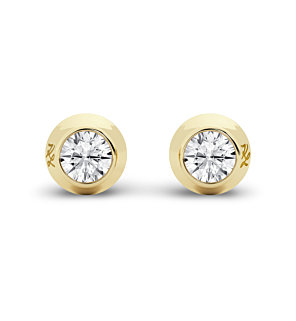 LGDUDE05775R200DY6 2 ct. Round Bezel Set Earring in Silver Yellow