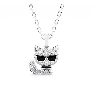 Pavé Choupette Cat Pendant Necklace in Sterling Silver