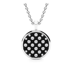 LGD-UDP05652-DW4BK 2 ct. tw. Round Pendant in Silver with Black Lab Diamond