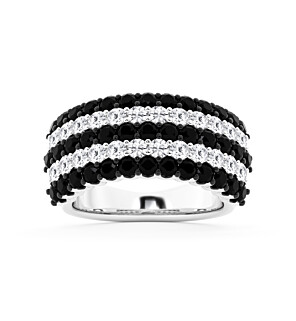 LGD-UDR04510-DW4BK 3 ct. tw. Fashion Band Black & White Lab Grown Diamond in Silver