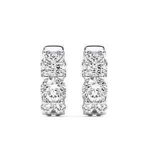 3 - 5 ct. 5 Stone Inside Out Huggie Hoop Earrings in 14k White Gold