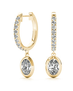 5/8 ct. tw. Oval Bezel Dangle Huggie