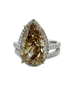 7 1/2 ct.tw. Pear Fancy Yellow Bridal Set in 14K White and Yellow Gold
