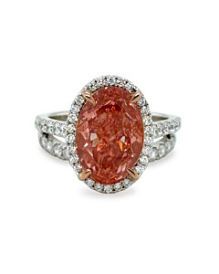6 ct. tw. Oval Fancy Pink Bridal Set in 14K White and Rose Gold