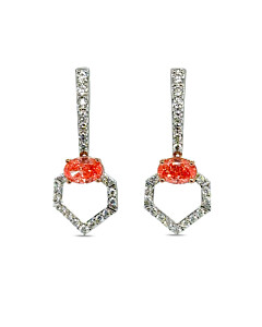 1 1/2 ct. tw. Oval Fancy Pink Drop Earring in 14K White and Rose Gold