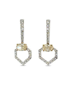 1 1/2 ct. tw. Oval Yellow Fancy Drop Earring in 14K White and Yellow  Gold
