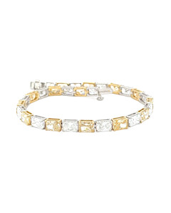 LGD-JOB7946-GT87 16 3/4 ct. Alternating Radiant Cut Fancy Yellow & White Lab Diamond in 14kt White Gold