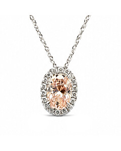 1/2 ct. tw. Oval Fancy Pink Halo Pendant in 14K White and Pink Gold