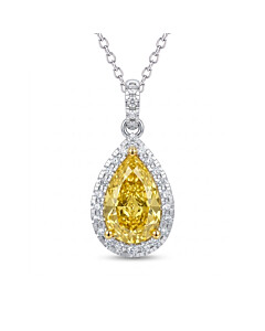 2 ct. tw. Pear Fancy Yellow Halo Pendant in 14k White and Yellow Gold