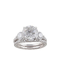 5 1/3 ct. tw Round Side Stone Engagement Ring 14K White Gold