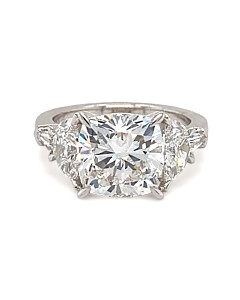6 3/5 ct. tw. Cushion Side Stone Engagement Ring 18K White Gold