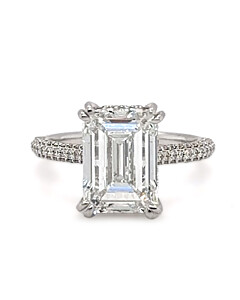 5 3/5 ct. tw. Emerald Side Stone Engagement Ring 18K White Gold