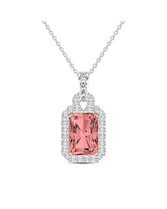 2 3/5 ct. tw. Elongated Radiant Fancy Pink Halo Pendant in 14k White and Pink Gold