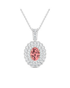 1 1/2 ct. tw. Oval Fancy Pink Fashion Pendant in 14K White and Rose Gold