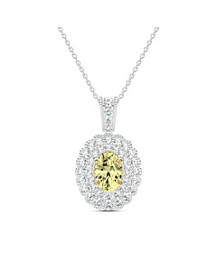 1 1/2 ct. tw. Oval Fancy Yellow Fashion Pendant in 14K White and Yellow Gold