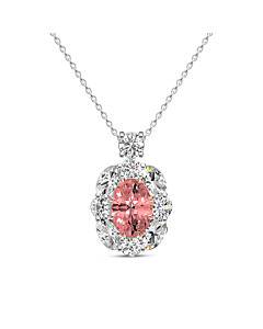2 1/2 ct. tw. Oval Fancy Pink Halo Pendant in 14K White and Rose Gold
