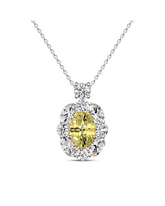 2 1/2 ct. tw. Oval Fancy Yellow Halo Pendant in 14K White and Yellow Gold