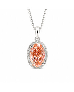 5 1/4 ct. tw. Oval Fancy Pink Halo Pendant in 14K White and Pink Gold